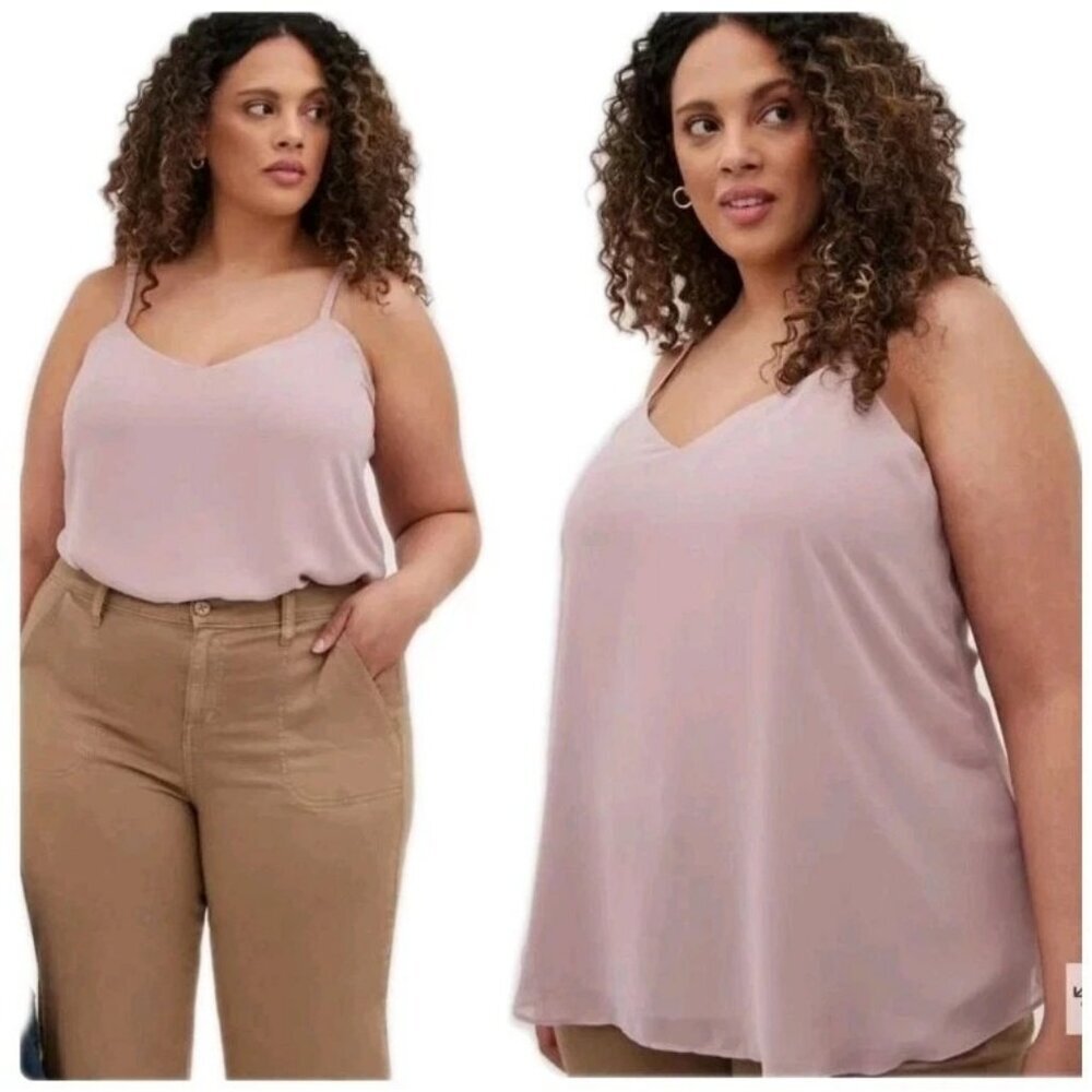 TORRID Sophie Blush Chiffon Double Layer Swing Cami Top Plus Size‎ 3 (3X) NWT